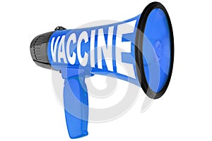 Word VACCINE, megaphone white background isolated, Coronavirus immunization, covid 19 treatment, vaccination symbol