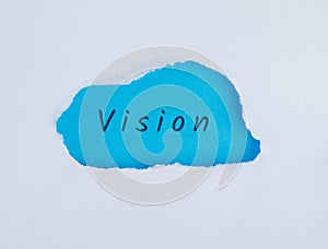 Word vision on blue and white background - marketing concept