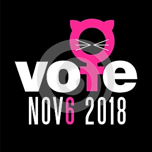 The word vote is combined with female symbol with ears to encourage women to vote