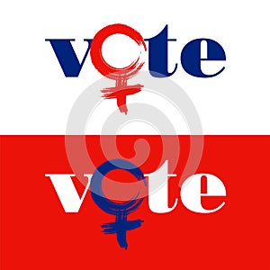 The word vote is combined with female symbol to encourage women to vote