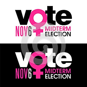 The word vote is combined with female symbol to encourage women to vote