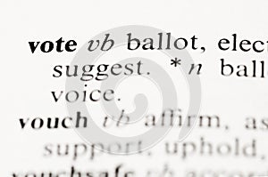 The word Vote from the dictionary
