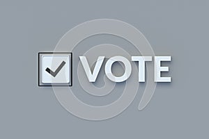 Word vote near checkmark. Elections of the President, government