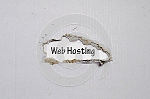 The word web hosting appearing behind torn paper