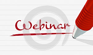 The word `Webinar` written and underlined with a red pen