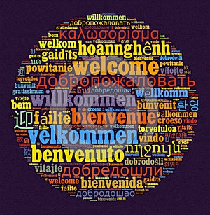 Word Welcome in different languages photo