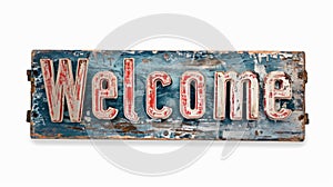 The word Welcome isolated on white background made in Vintage Typography style.