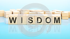 word Wisdom made with wood building blocks, business concept
