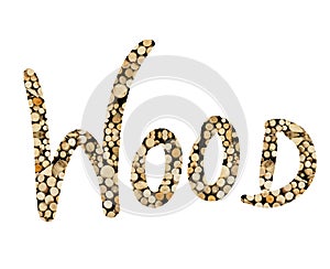 Word wood filled with wooden piece