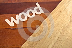 The Word Wood on Wooden Flooring