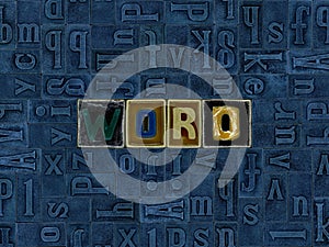 Word `word` as unique typeset letters abstract mosaic pattern background, lettering symbols collection for your business