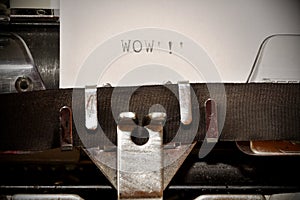 Word wow typed on old typewriter