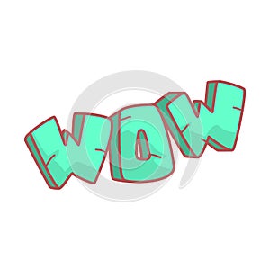 Word Wow written in cartoon style, colorful illustration