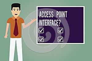 Word writing text Access Point Interfacequestion. Business concept for Allow wireless device to connect to a network Man