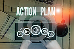 Word writing text Action Plan. Business concept for detailed plan outlining actions needed to reach goals or vision Picture photo