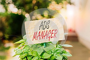 Word writing text Ads Analysisager. Business concept for oversee and control the various advertising activities Plain photo