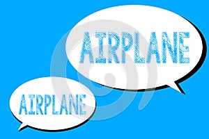 Word writing text Airplane. Business concept for Aircraft Vehicle designed for travel aerial transportation