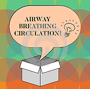Word writing text Airway Breathing Circulation. Business concept for Memory aid for rescuers performing CPR Idea icon