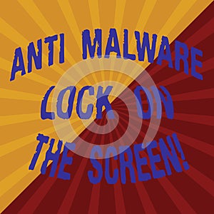 Word writing text Anti Malware Lock On The Screen. Business concept for Security safety against malware hacking Two Tone