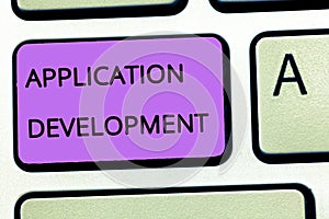 Word writing text Application Development. Business concept for creation of Computer Apps for use on Mobile Devices