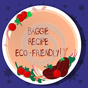 Word writing text Baggie Recipe Eco Friendly. Business concept for shopping bag which can be reused analysisy times Hand Drawn