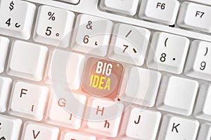 Word writing text Big Idea. Business concept for Having great creative innovation solution or way of thinking White pc