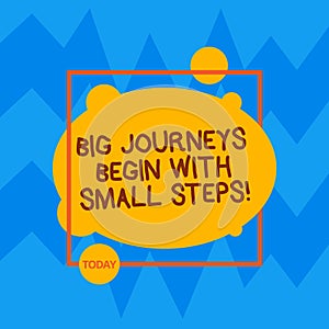 Word writing text Big Journeys Begin With Small Steps. Business concept for One step at a time to reach your goals