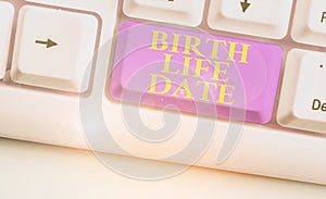 Word writing text Birth Life Date. Business concept for Day a baby is going to be born Maternity Pregnancy Give life.