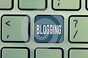 Word writing text Blogging. Business concept for Writes material for a blog Online digital modern communication
