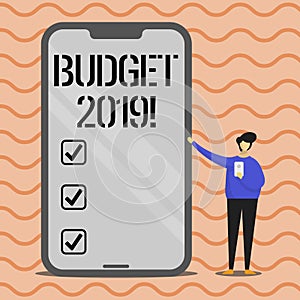Word writing text Budget 2019. Business concept for New year estimate of incomes and expenses Financial Plan.