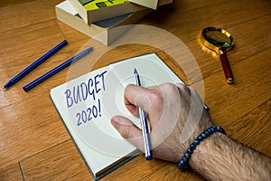 Word writing text Budget 2020. Business concept for estimate of income and expenditure for next or current year Close up