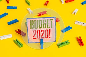 Word writing text Budget 2020. Business concept for estimate of income and expenditure for next or current year Colored