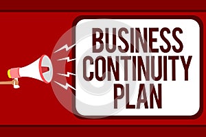 Word writing text Business Continuity Plan. Business concept for creating systems prevention deal potential threats Man