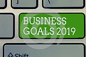 Word writing text Business Goals 2019. Business concept for Advanced Capabilities Timely Expectations Goals