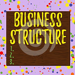 Word writing text Business Structure. Business concept for Organization framework that is legally recognized Square rectangle