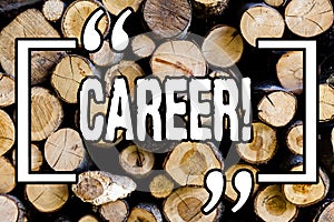 Word writing text Career. Business concept for Finding your dream job with proper guidance Wooden background vintage wood wild