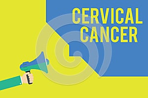 Word writing text Cervical Cancer. Business concept for occurs when the cells of the cervix grow abnormally