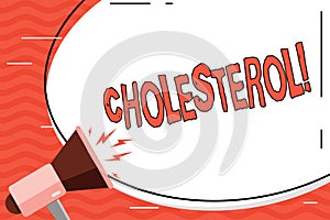 Word writing text Cholesterol. Business concept for Low Density Lipoprotein High Density Lipoprotein Fat Overweight.