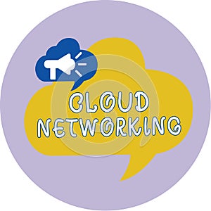 Word writing text Cloud Networking. Business concept for is term describing access of networking resources