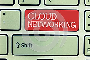 Word writing text Cloud Networking. Business concept for is term describing access of networking resources