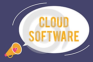 Word writing text Cloud Software. Business concept for Programs used in Storing Accessing data over the internet