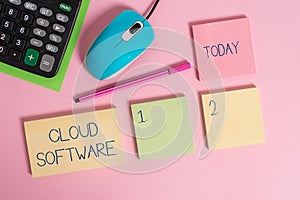 Word writing text Cloud Software. Business concept for Programs used in Storing Accessing data over the internet Blank