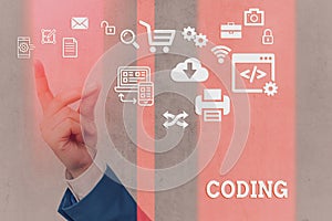 Word writing text Coding. Business concept for assigning code to something for classification identification