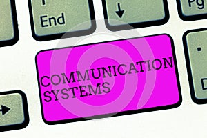 Word writing text Communication Systems. Business concept for Flow of Information use of Machine to transmit signals