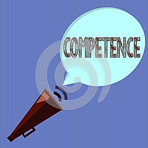 Word writing text Competence. Business concept for Knowledge Ability to do something successfully efficiently