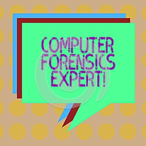 Word writing text Computer Forensics Expert. Business concept for harvesting and analysing evidence from computers Stack