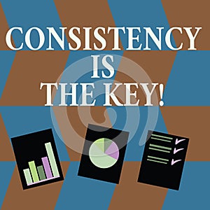 Word writing text Consistency Is The Key. Business concept for by Breaking Bad Habits and Forming Good Ones Presentation