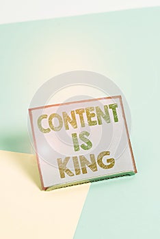 Word writing text Content Is King. Business concept for words what sells products and provide good marketing Paper