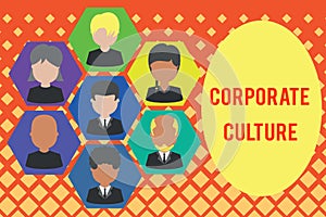 Word writing text Corporate Culture. Business concept for pervasive values and attitudes that characterize a company