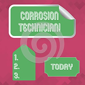 Word writing text Corrosion Technician. Business concept for installation and maintaining corrosion control systems